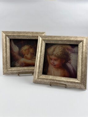 Print Pair of Angel Cherub Wall Panels, Empire Art Framed Decor, Classical Style